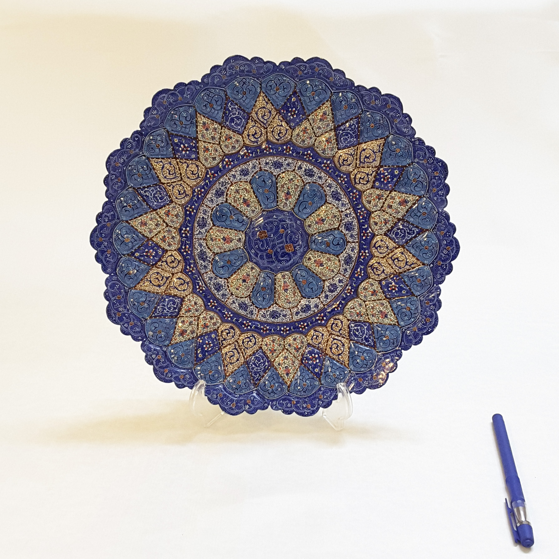 Persian Handmade enameled Wall Hanging plate on copper Eslimi design